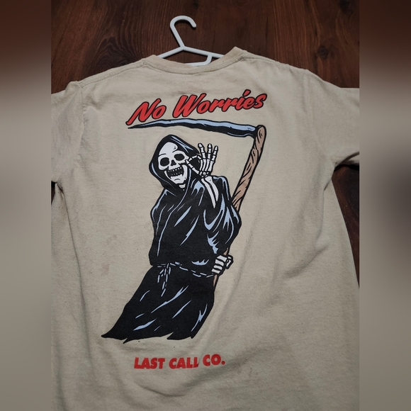 Last Call Co. No Worries Grim Reaper Tee Men's Size Small - Picture 2 of 7